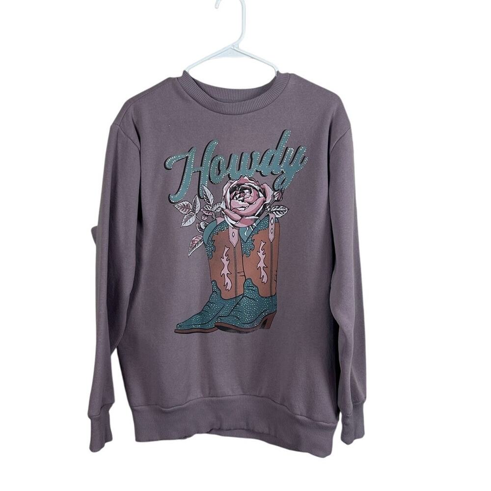 Howdy Bling Rhinestone Lavendar Sweatshirt size M